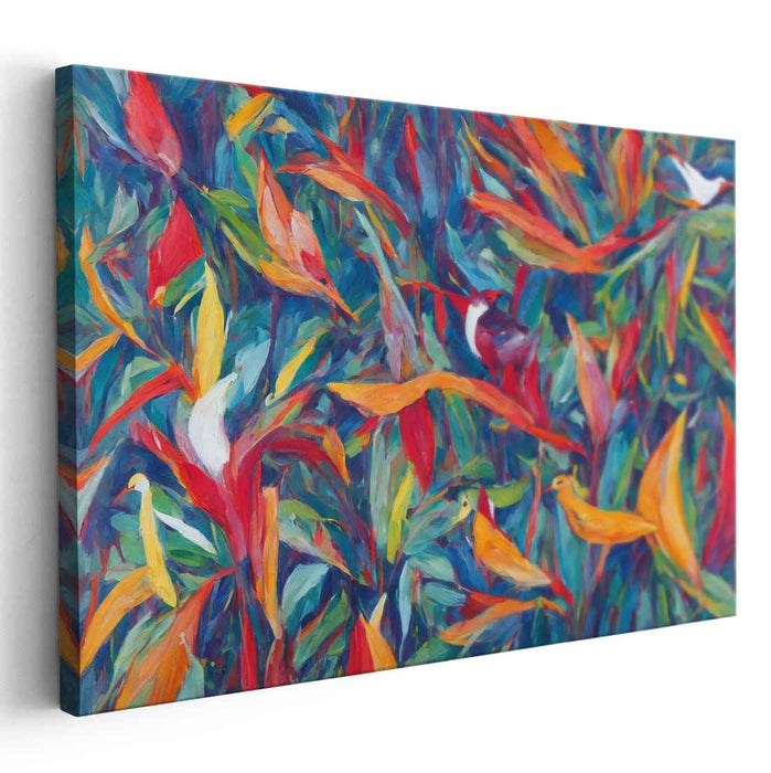 Tropical Aviary Revelry: Vibrant Jungle Birds Canvas Art Print