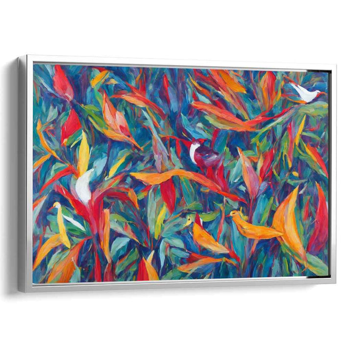 Tropical Aviary Revelry: Vibrant Jungle Birds Canvas Art Print