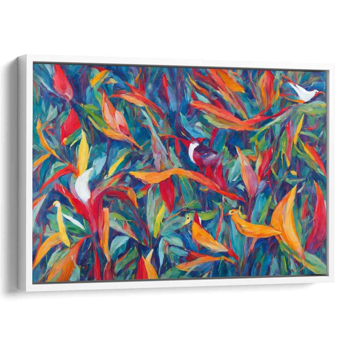 Tropical Aviary Revelry: Vibrant Jungle Birds Canvas Art Print