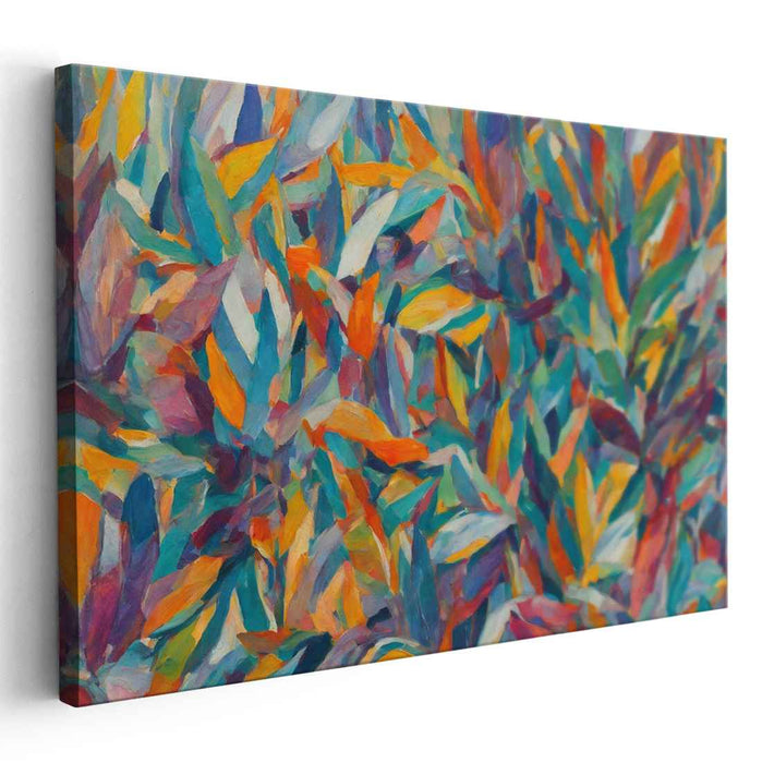Lush Symphony: Vibrant Impressionist Leaf Canvas Art Print