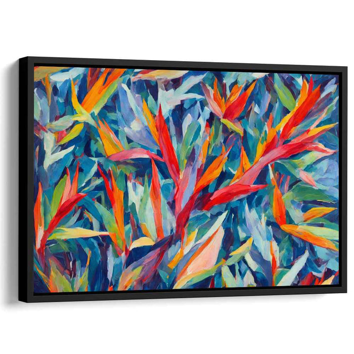 Tropical Beat Symphony: Vibrant Abstract Foliage Canvas Art Print