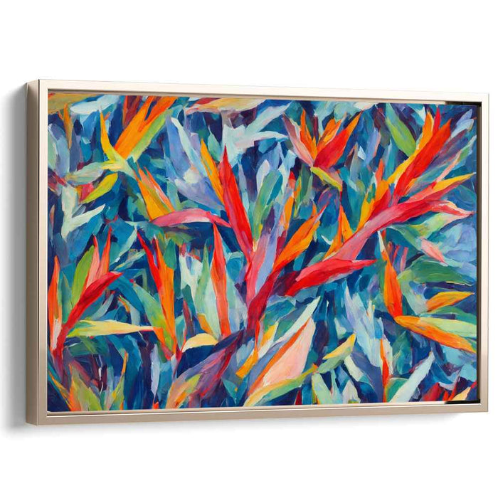 Tropical Beat Symphony: Vibrant Abstract Foliage Canvas Art Print
