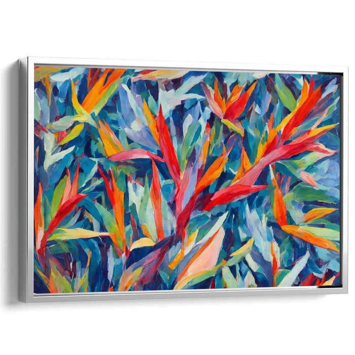Tropical Beat Symphony: Vibrant Abstract Foliage Canvas Art Print