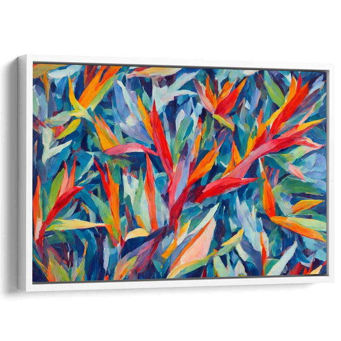 Tropical Beat Symphony: Vibrant Abstract Foliage Canvas Art Print