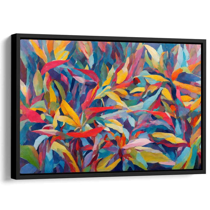 Vibrant Foliage Dance: Abstract Expressionist Color Block Canvas Art