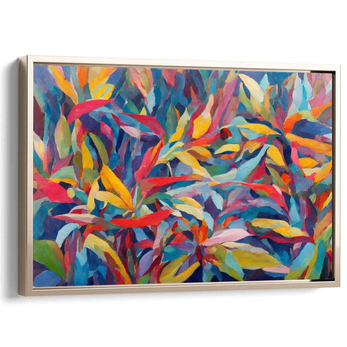 Vibrant Foliage Dance: Abstract Expressionist Color Block Canvas Art