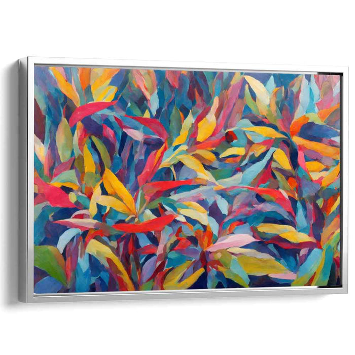 Vibrant Foliage Dance: Abstract Expressionist Color Block Canvas Art