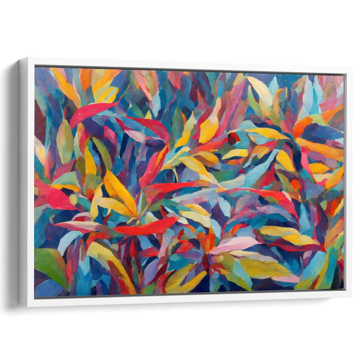 Vibrant Foliage Dance: Abstract Expressionist Color Block Canvas Art