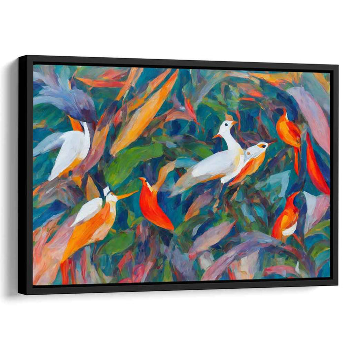 Avian Elegance: Vivid Bird Dance Canvas Art Print