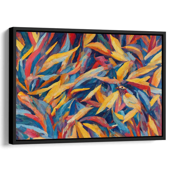 Hidden Aviary Essence: Abstract Nature with Hidden Bird Canvas Art Print