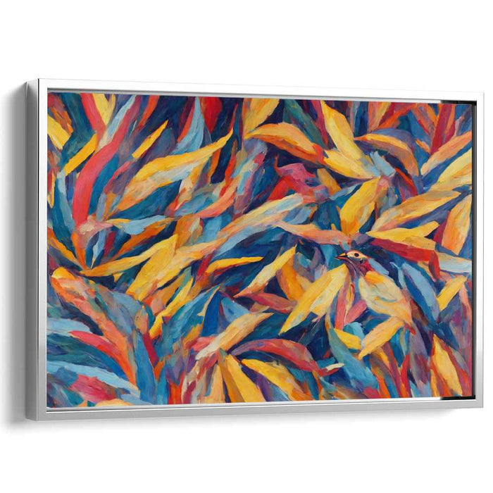 Hidden Aviary Essence: Abstract Nature with Hidden Bird Canvas Art Print