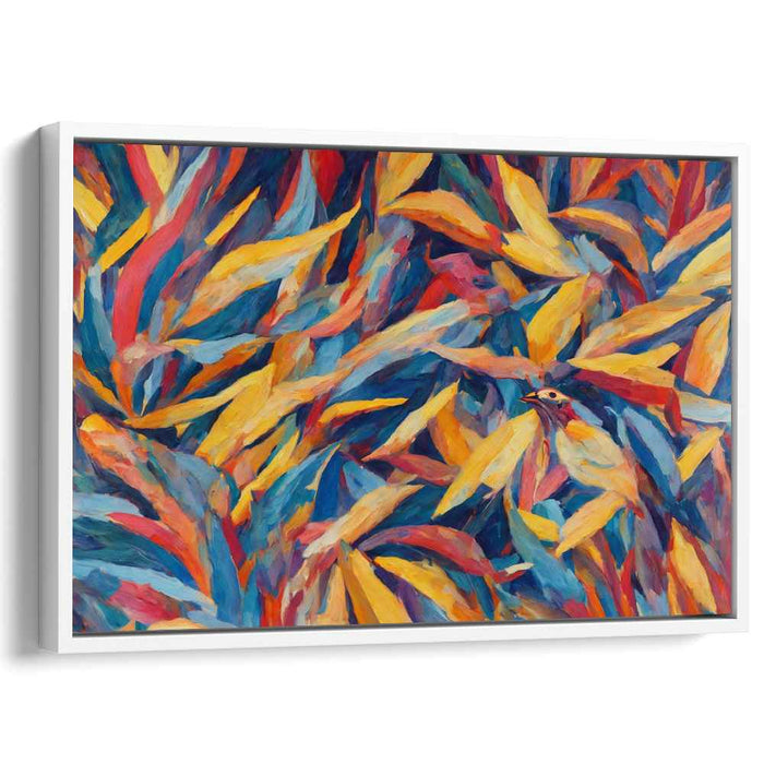 Hidden Aviary Essence: Abstract Nature with Hidden Bird Canvas Art Print