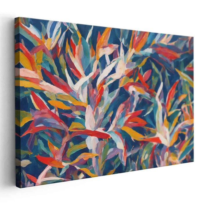 Chromatic Arboreal Abstraction: Vibrant Abstract Foliage Canvas Art
