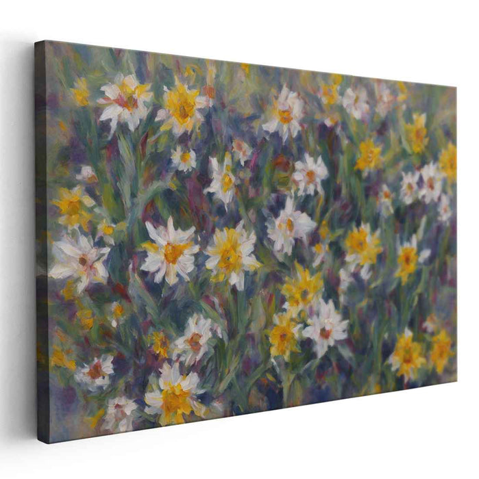 Daffodil Waltz: Lush Daffodil Meadow Impressionist Canvas Art Print