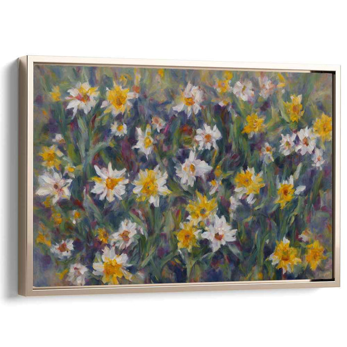 Daffodil Waltz: Lush Daffodil Meadow Impressionist Canvas Art Print