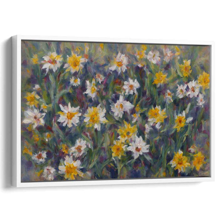 Daffodil Waltz: Lush Daffodil Meadow Impressionist Canvas Art Print