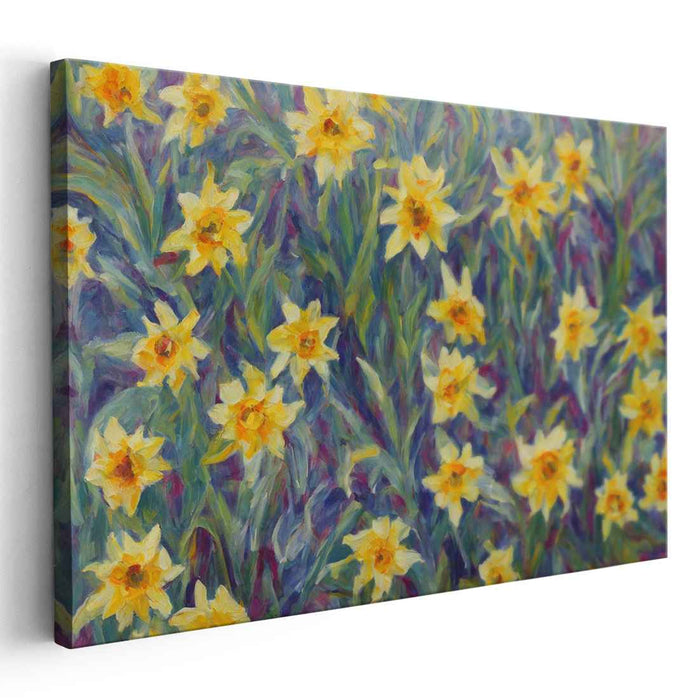 Daffodil Delight: Lush Impressionist Garden Canvas Art Print