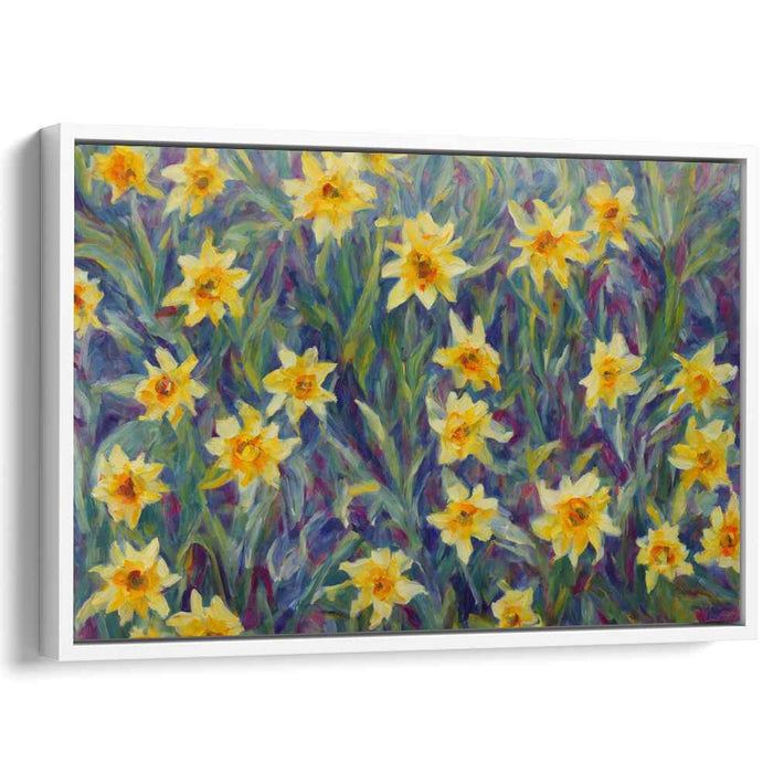 Daffodil Delight: Lush Impressionist Garden Canvas Art Print