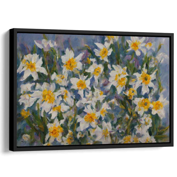 Whispers Of Petal Snow: Impressionist White Flowers Canvas Art Print