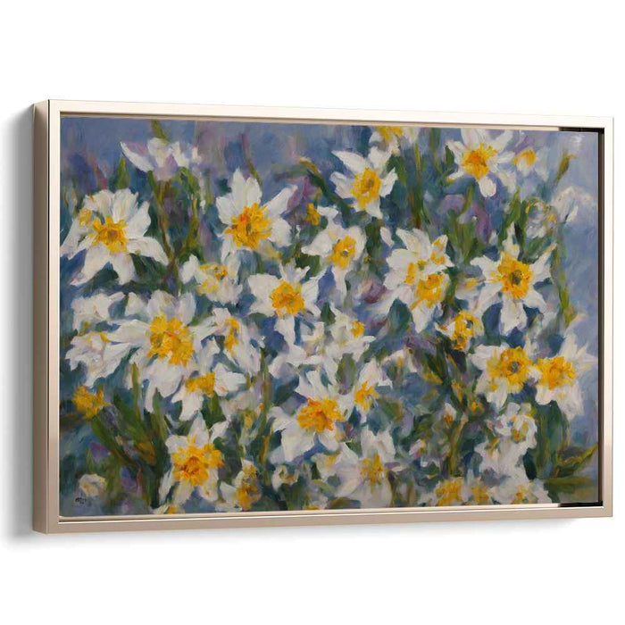 Whispers Of Petal Snow: Impressionist White Flowers Canvas Art Print