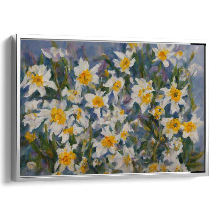 Whispers Of Petal Snow: Impressionist White Flowers Canvas Art Print