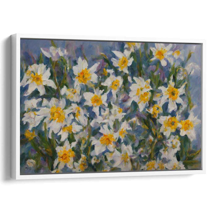 Whispers Of Petal Snow: Impressionist White Flowers Canvas Art Print