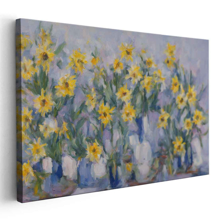 Sunflower Tapestry: Impressionist Sunflower Still Life Canvas Art Print