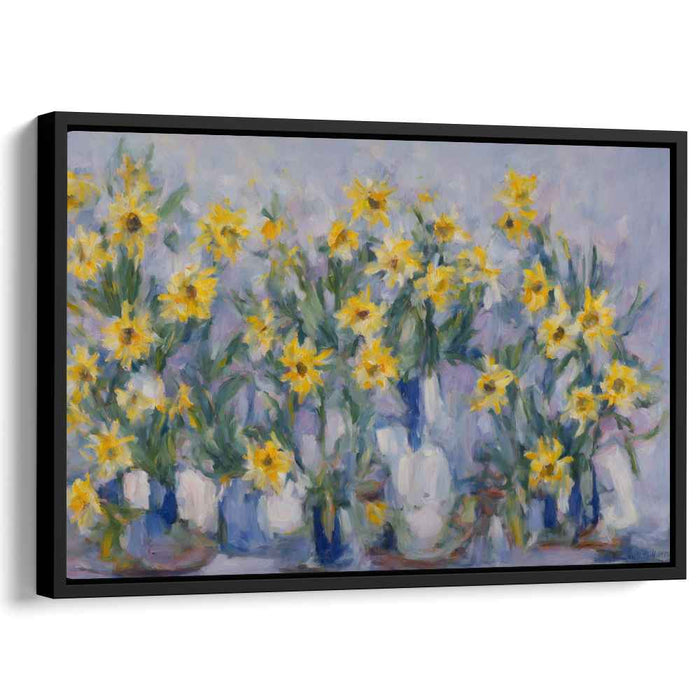 Sunflower Tapestry: Impressionist Sunflower Still Life Canvas Art Print