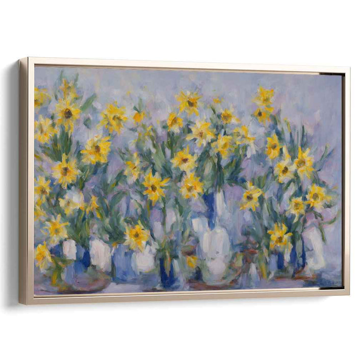 Sunflower Tapestry: Impressionist Sunflower Still Life Canvas Art Print