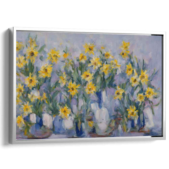 Sunflower Tapestry: Impressionist Sunflower Still Life Canvas Art Print