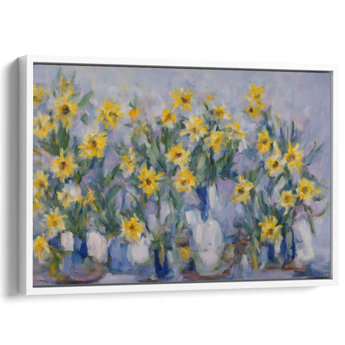 Sunflower Tapestry: Impressionist Sunflower Still Life Canvas Art Print