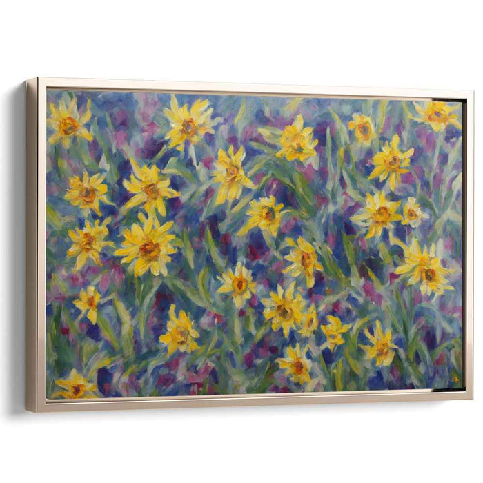 Sunflower Impression: Impressionist Sunflower Field Canvas Art Print