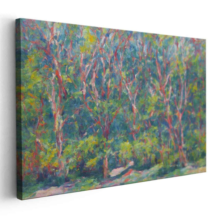 Misty Forest Reverie: Impressionistic Woodland Landscape Canvas Art Print