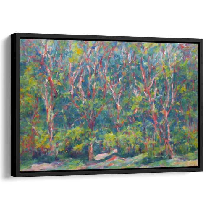 Misty Forest Reverie: Impressionistic Woodland Landscape Canvas Art Print