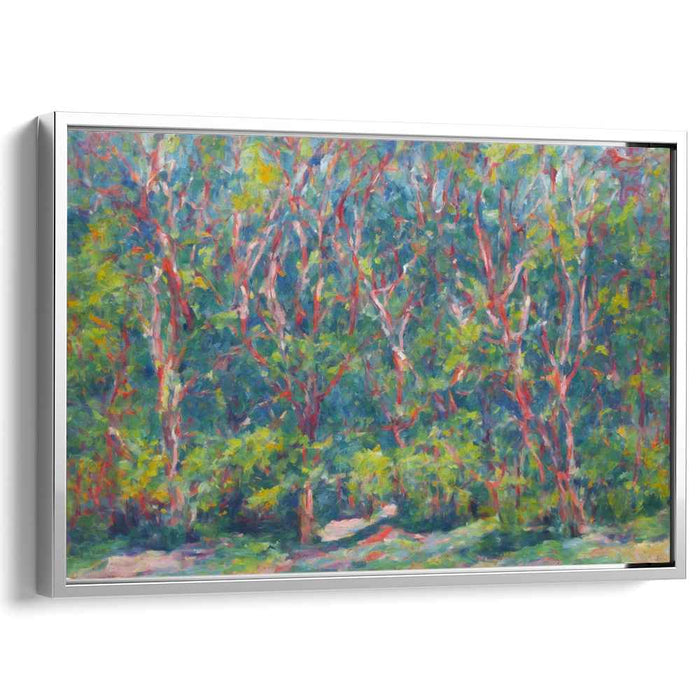 Misty Forest Reverie: Impressionistic Woodland Landscape Canvas Art Print