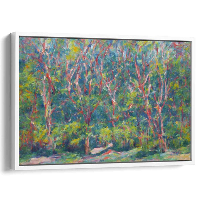 Misty Forest Reverie: Impressionistic Woodland Landscape Canvas Art Print