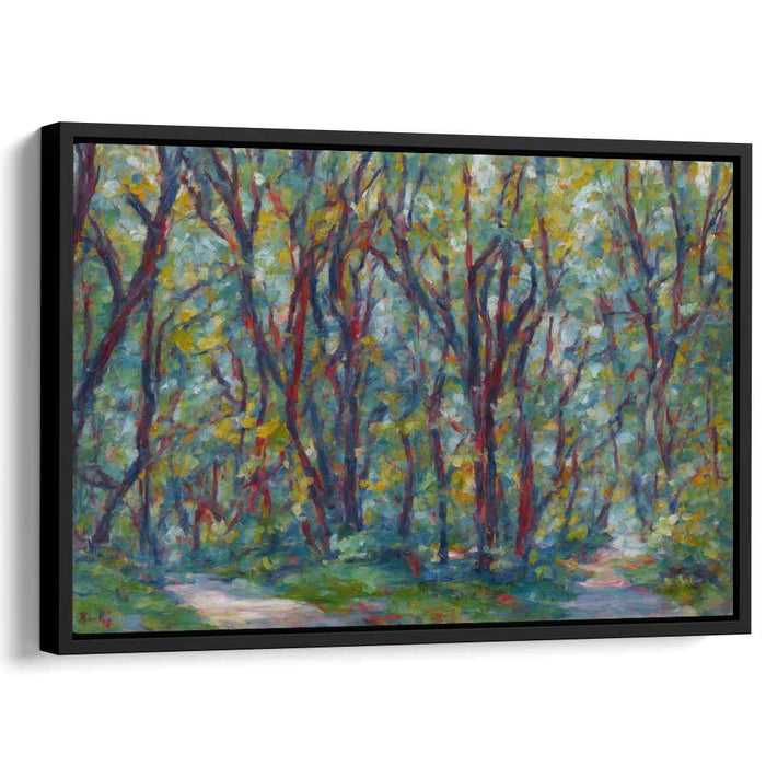 Fleeting Sunlit Woods: Impressionist Forest Landscape Canvas Art