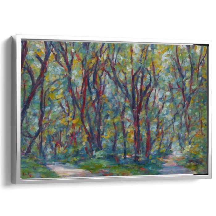 Fleeting Sunlit Woods: Impressionist Forest Landscape Canvas Art
