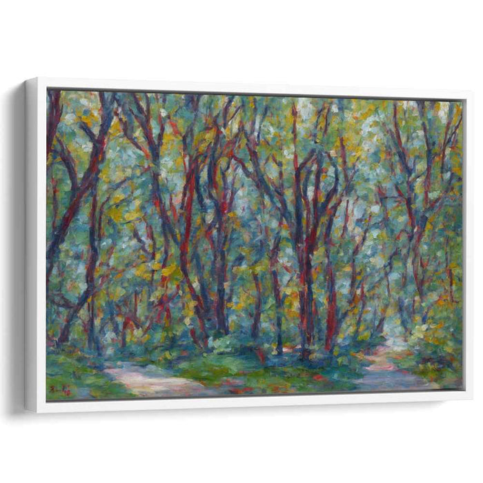 Fleeting Sunlit Woods: Impressionist Forest Landscape Canvas Art