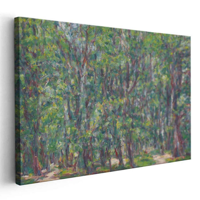 Mystical Forest Trek: Impressionist Forest Path Canvas Art