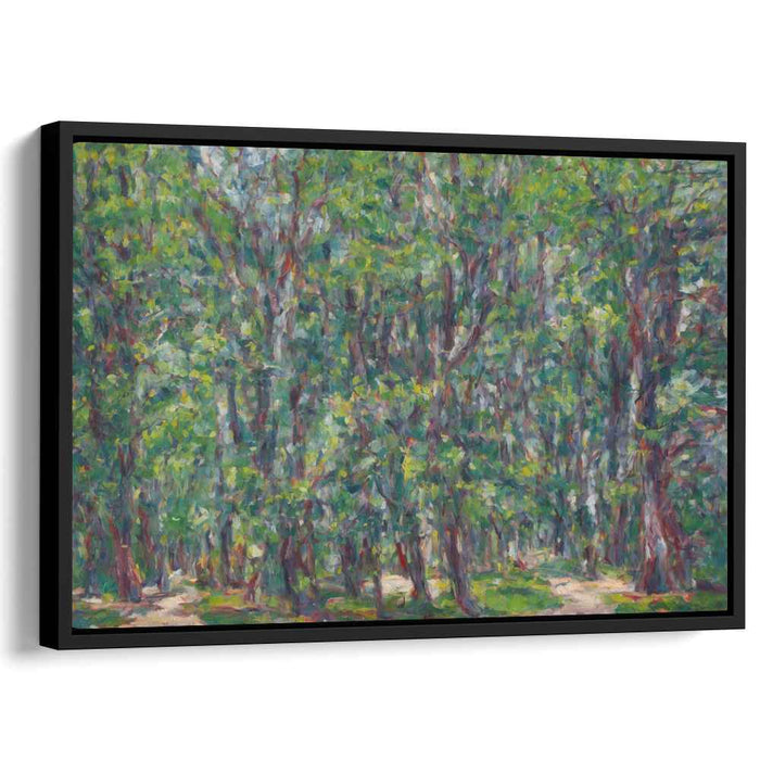 Mystical Forest Trek: Impressionist Forest Path Canvas Art