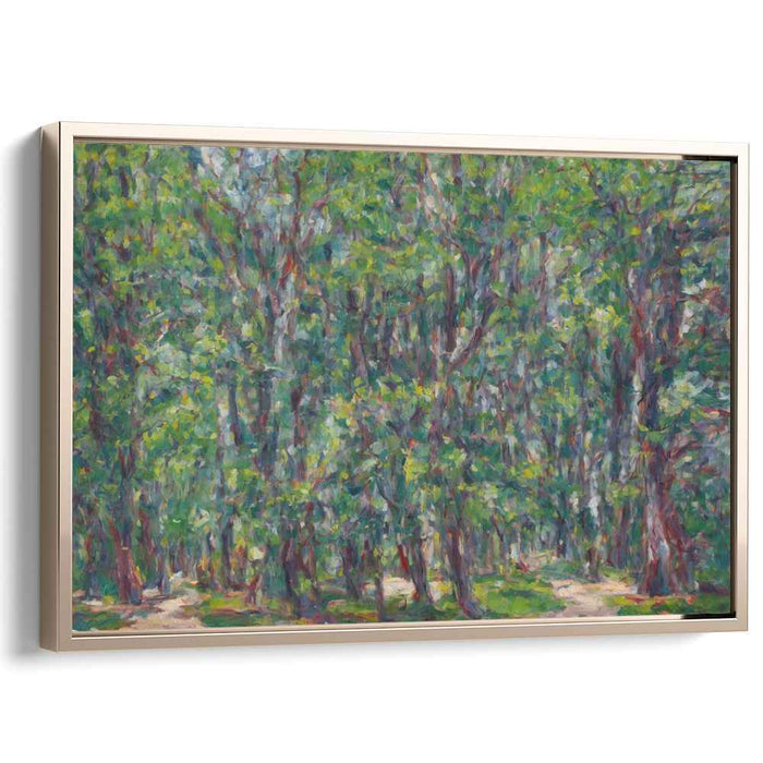 Mystical Forest Trek: Impressionist Forest Path Canvas Art