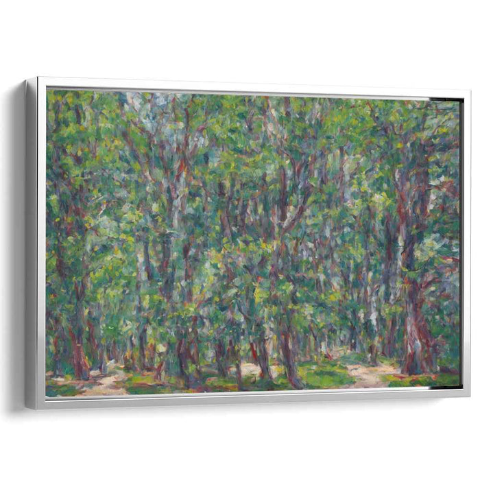 Mystical Forest Trek: Impressionist Forest Path Canvas Art