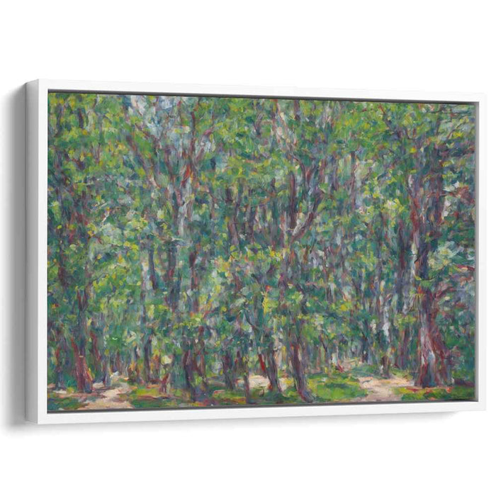 Mystical Forest Trek: Impressionist Forest Path Canvas Art