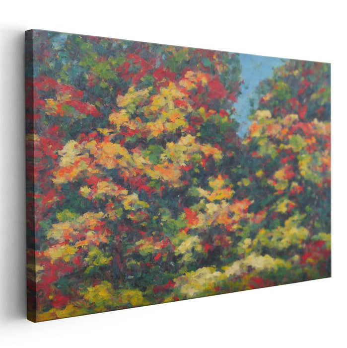 Whispers Of Colorful Woods: A Vivid Impressionist Forest Canvas Art Print