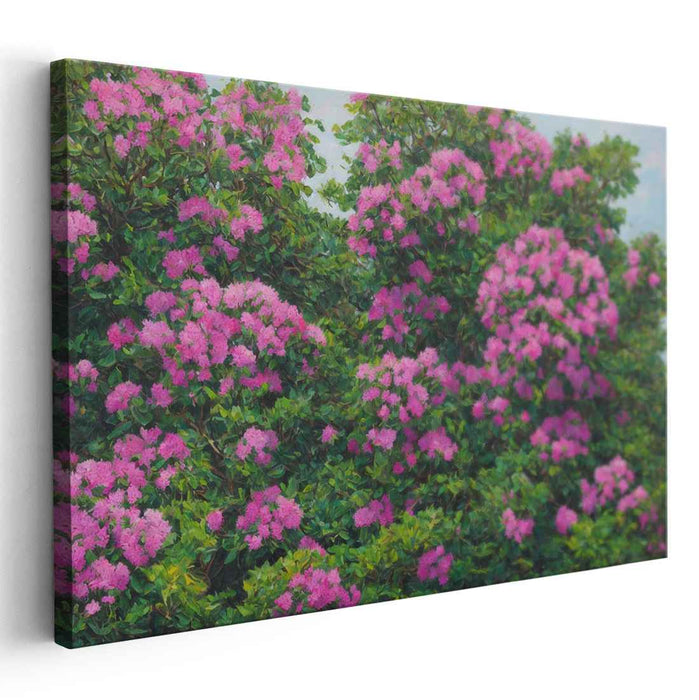 Whispering Blooms Unfolding: Realistic Impressionist Garden Canvas Art Print