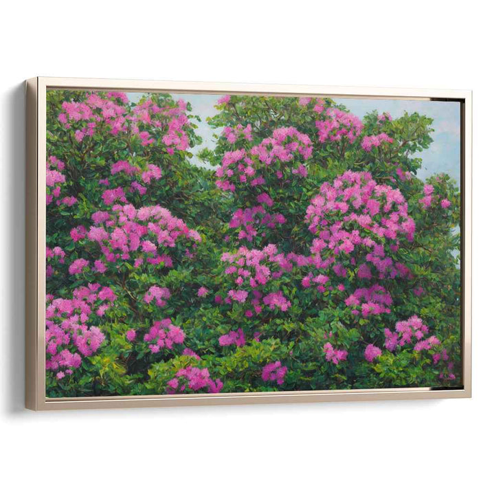 Whispering Blooms Unfolding: Realistic Impressionist Garden Canvas Art Print
