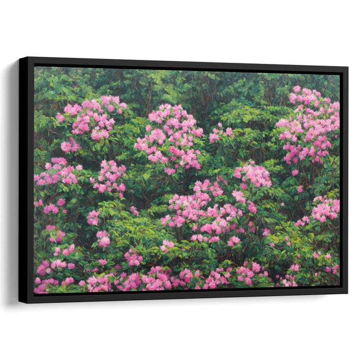 Whispers of Petal Mist: Lush Pink Blossoms in Misty Greens Canvas Art
