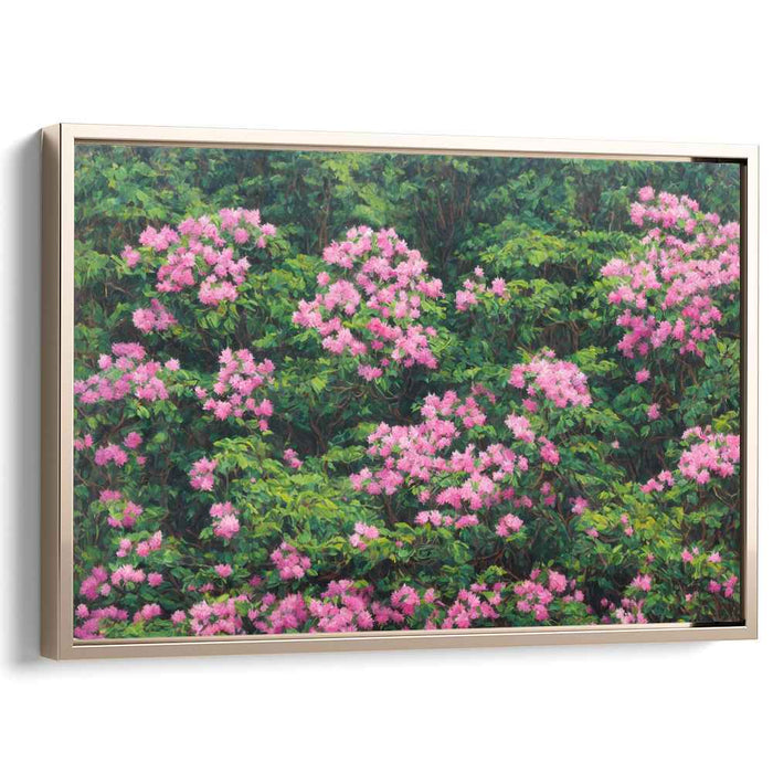 Whispers of Petal Mist: Lush Pink Blossoms in Misty Greens Canvas Art