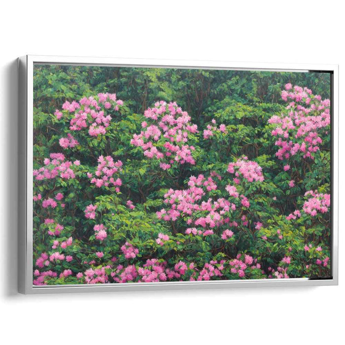 Whispers of Petal Mist: Lush Pink Blossoms in Misty Greens Canvas Art